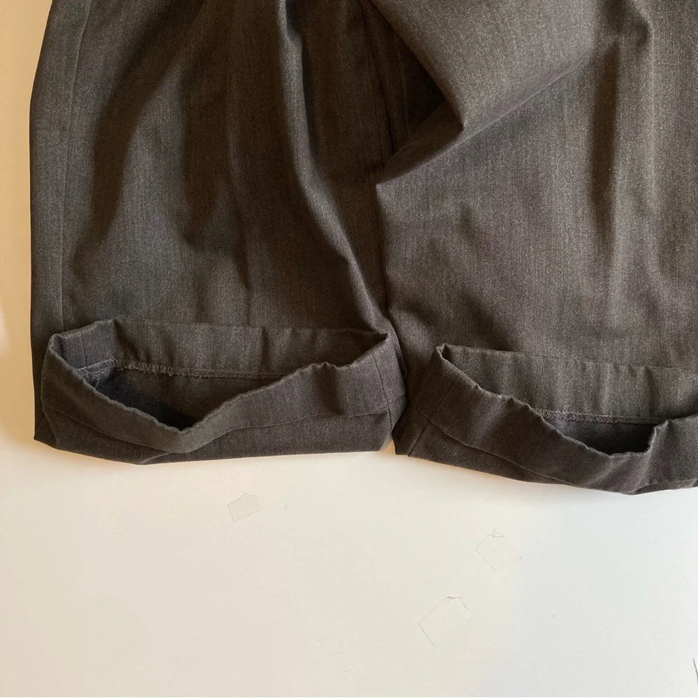 Axist Men's Charcoal Grey Flannel Double Pleat Cuffed Trousers |‎ 34 X 30
